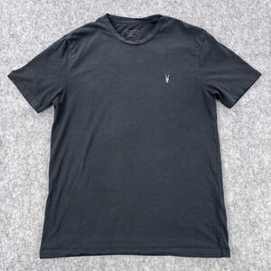 AllSaints Shirt Mens Medium Black Brace SS Crewneck Ramskull Slim Fit Tee Logo